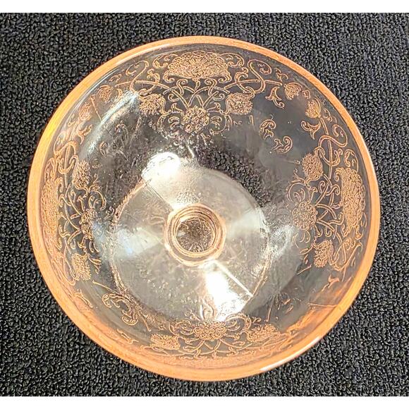 Vintage Hazel Atlas Florentine Pink Footed Sherbet/Dessert Dish 4 ounce - Picture 2 of 5